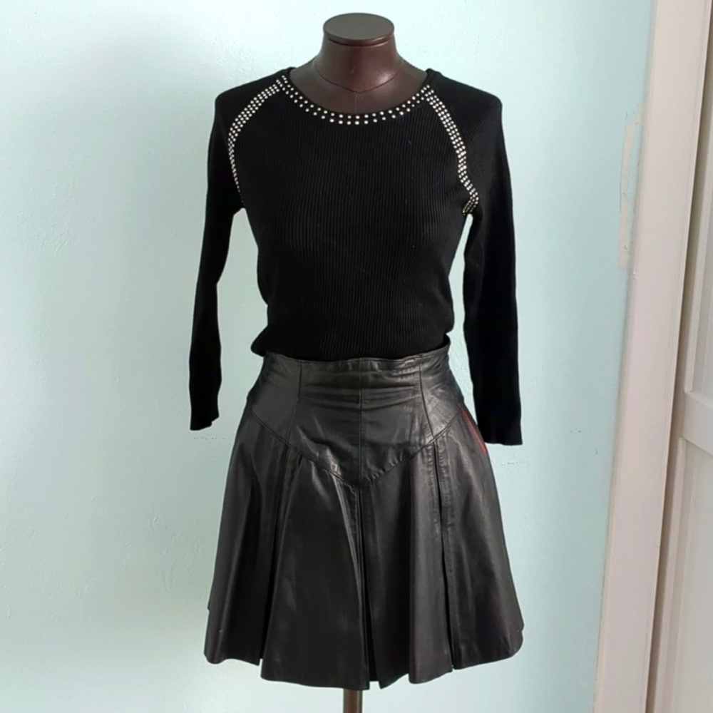 Black Genuine Leather Skirt